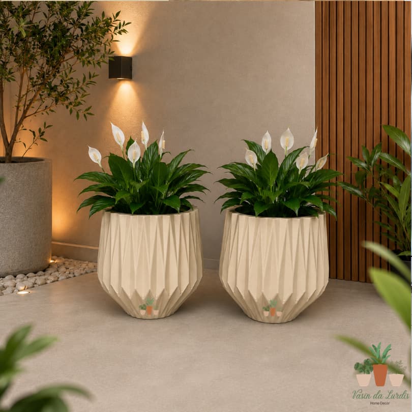 Kit 2 Vaso De Planta Origami P Altura 22 Cm, Sala, Jardim e Varanda. Ambientes internos e externos.