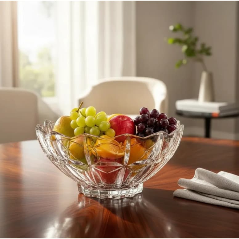 Centro de Mesa e Fruteira 22cm em Vidro Torino Frutas de Mesa Premium