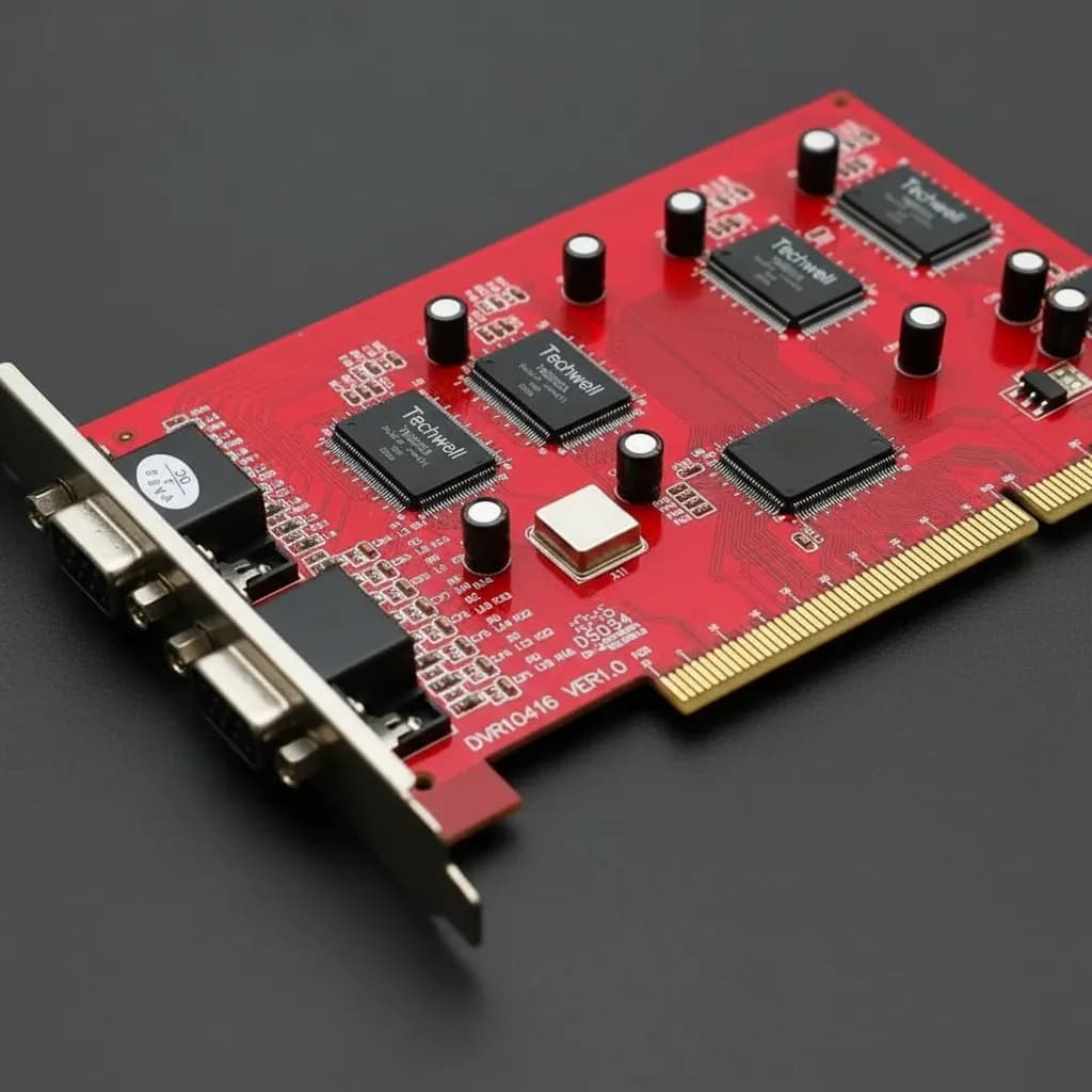 Placa Captura de Vídeo CFTV DVR PCI para sistemas de vigilância DVR10416 VER1.0 16 Canais Techwell TW6805A