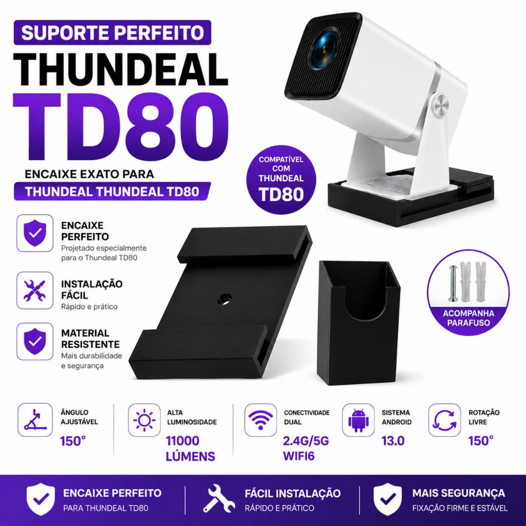 Suporte Projetor ThundeaL TD80 TD80W Parede Teto Suporte Universal ThundeaL 4K Projetor Full HD FHD TD80W Android WiFi