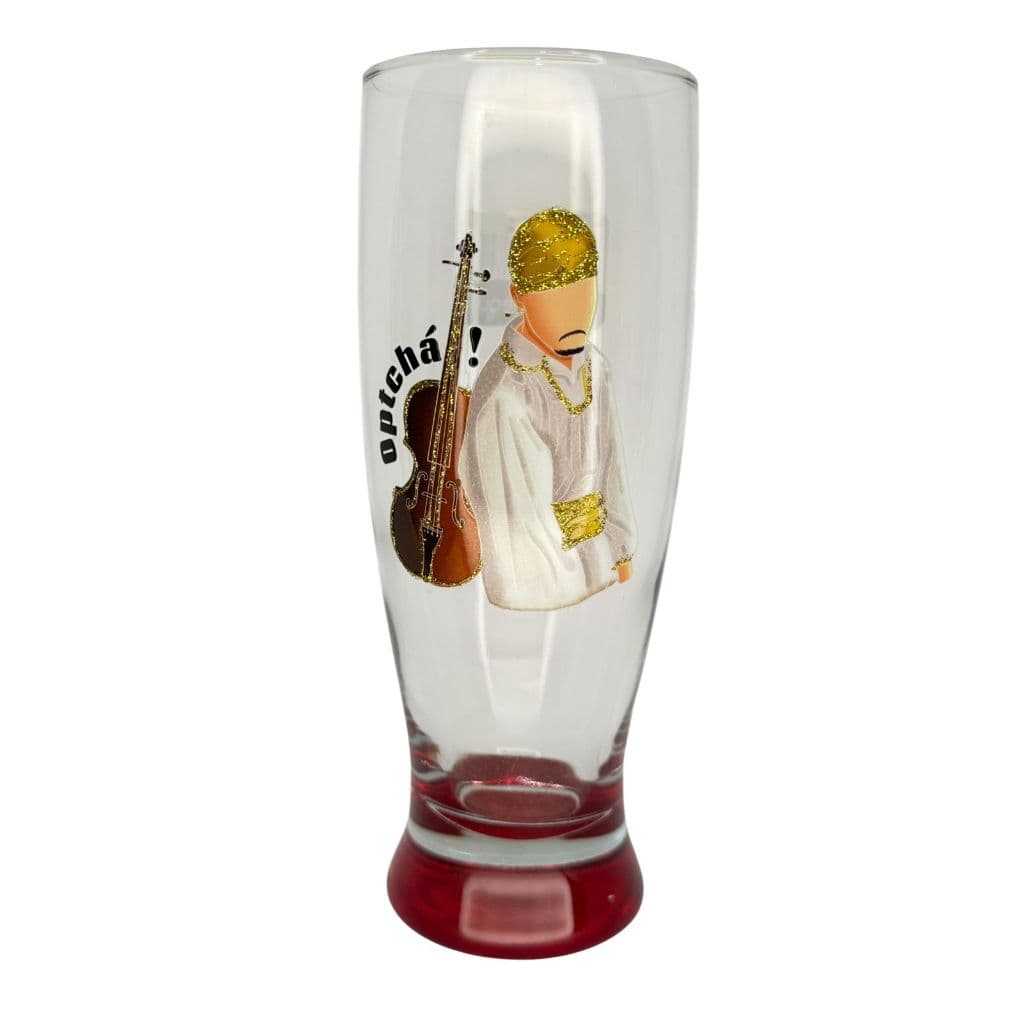 Taça Cigano Violão Detalhes Dourado Fundo Vermelho Umbanda Candomble - Vidro Resistente Altar