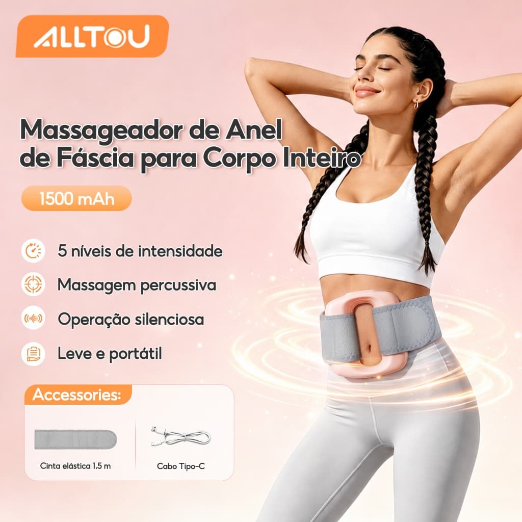 ALLTOU 5 Speed Smart Fascia Ringcom Cinta Elástica 1,5m Para Lombar, Coxas, Costas E Braços
