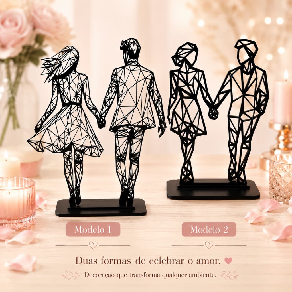 Enfeite Casal Decorativo – Escultura Moderna para Sala ou Quarto Presente Escultura Família Minimalista