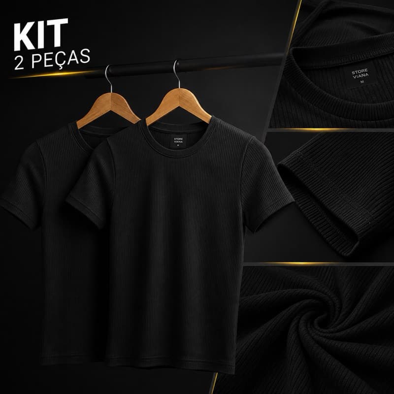 Kit 2 Camisetas Canelada Ótima Qualidade