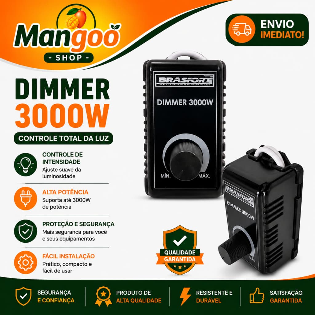 Dimmer 3000w Rotativo Para Esmirilhadeira Lixadeira Universal Bi Volt Dimer