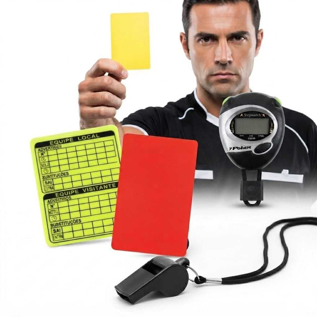 Cartão Arbitragem Futebol Com Apito Com Cordão Com Cronômetro Progressivo Digital