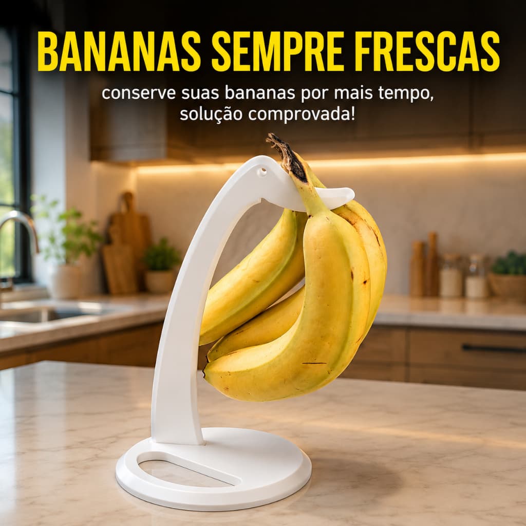 Suporte para Bananas Porta Frutas de Mesa com Gancho Fruteira Decorativa para Cozinha