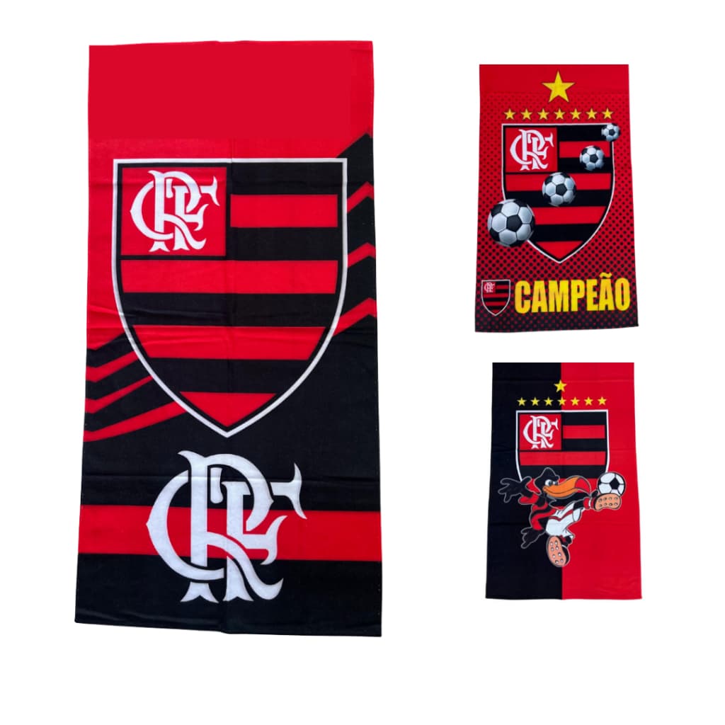 Toalha de Time Vermelha e Preta banho praia Gigante Esportiva