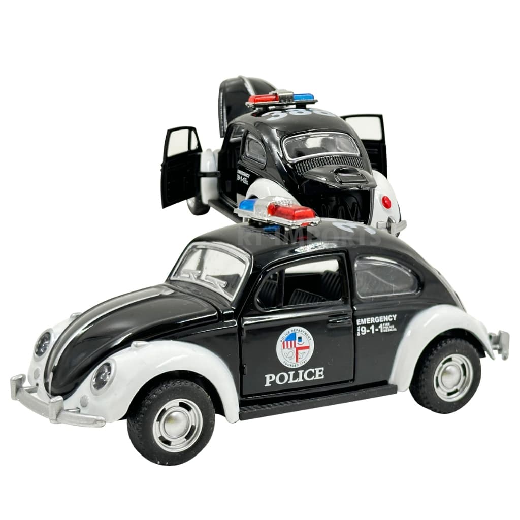 Fusca Policia Carrinho Metal Brinquedo Baratinha Metal Coleçao Abre Portas Capo Presente Dia das Crianças Pai Natal