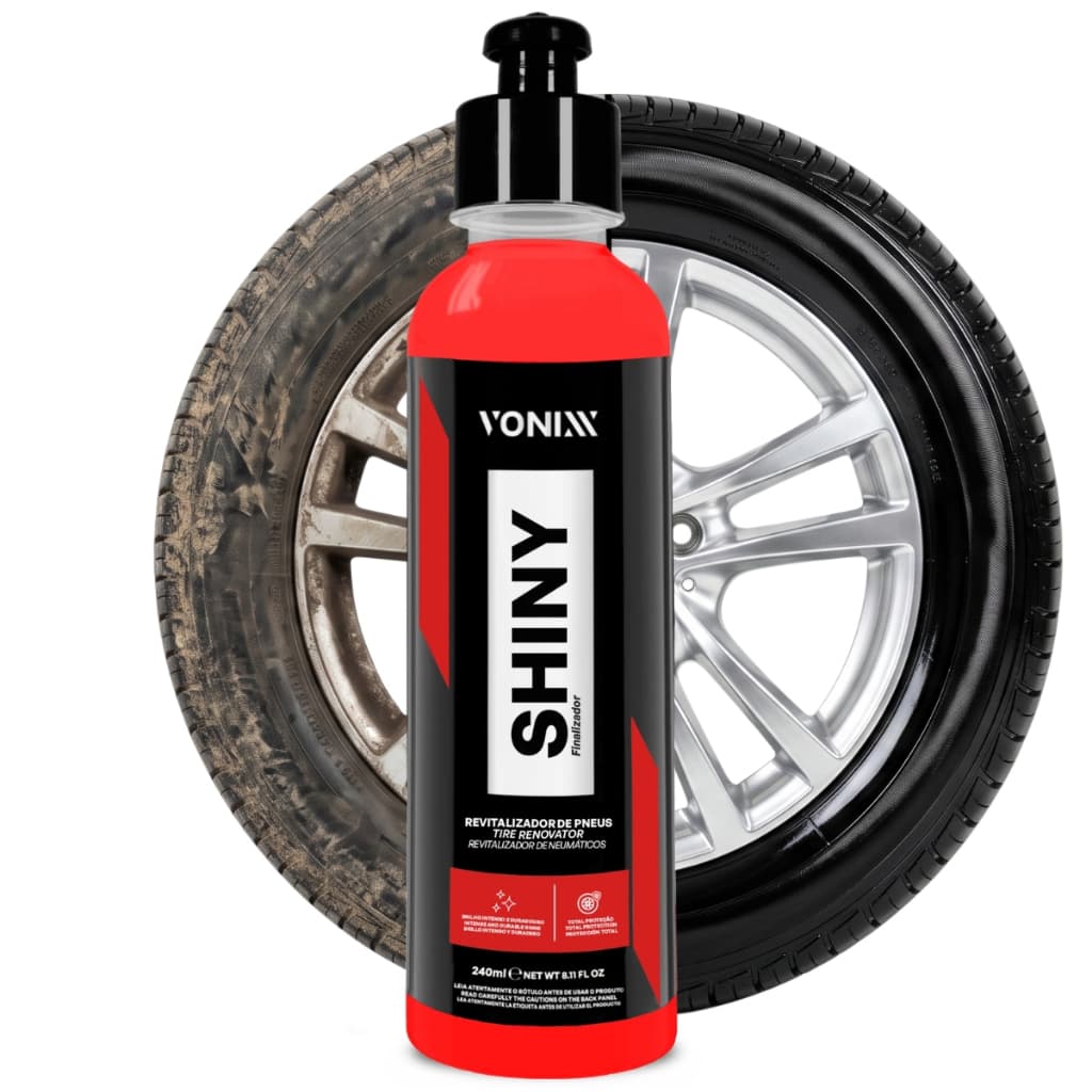 Revitalizador de Pneus Shiny Vonixx 500ml Pretinho Brilho Intenso Duradouro Resistente a Água