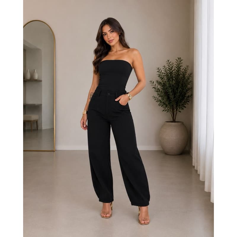 calça jeans feminina modelo ballon cor preta