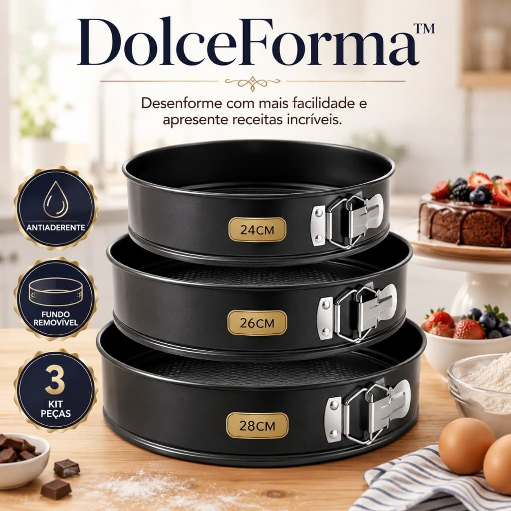 Kit 3 Formas Com Fundo Removivel e Revestimento Antiaderente