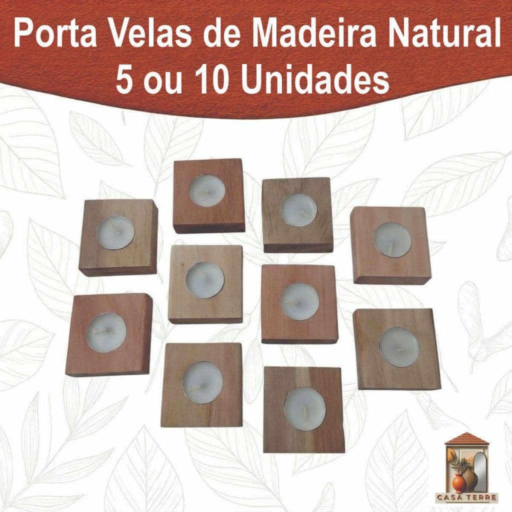 Porta Velas em Madeira Maciça Natural Castiçal Rechaud Zen Casa Terrê