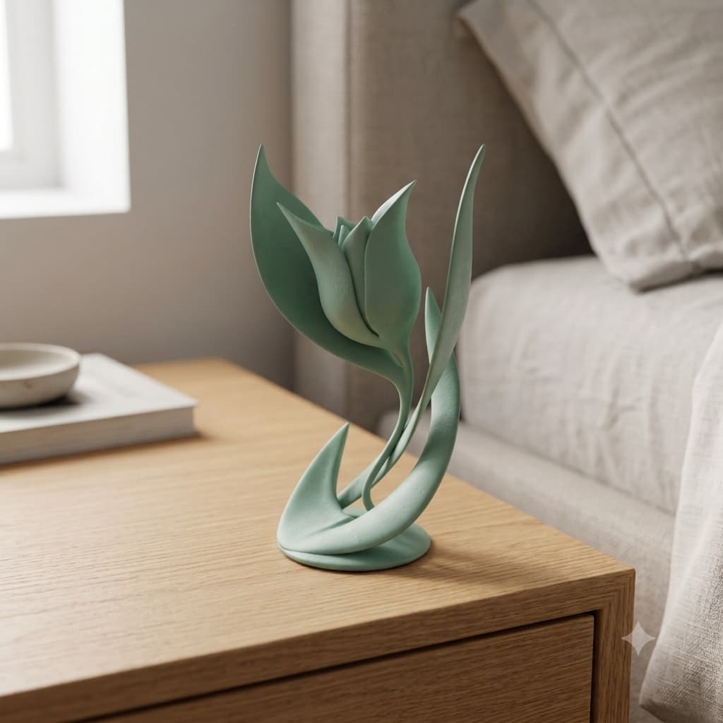 Flor Orgânica Curvada Escultura Decorativa Minimalista de Mesa Vaso Planta