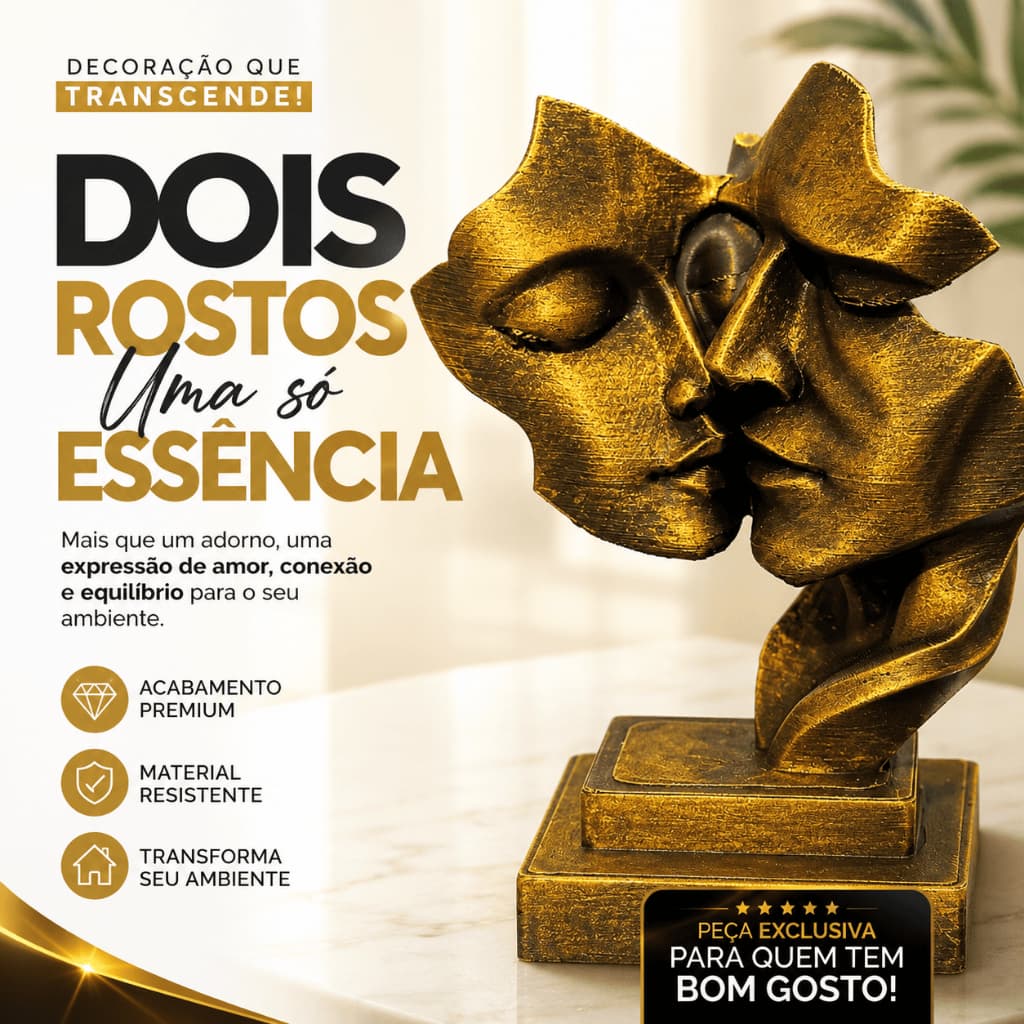 Escultura Estatueta Adorno do Casal Decorativa Moderna Abstrata para Sala Aparador Escritório Decoração Luxo Premium