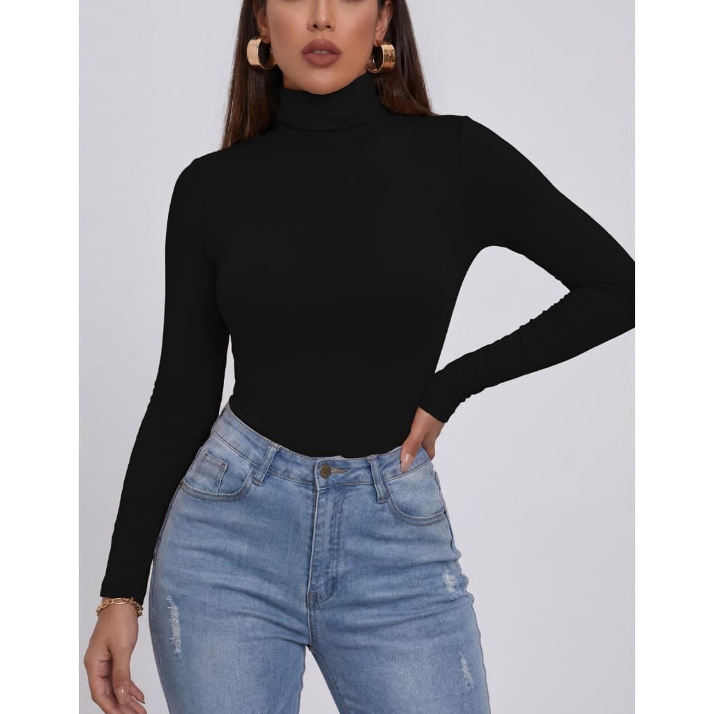 Blusa Cacharrel Manga Longa Viscolycra Gola Alta Inverno