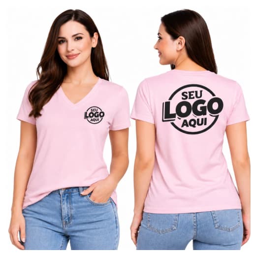 KIT 10 Camisetas Personalizadas Feminina Sua Logo Aqui 100% Algodão Premium Estampa Profissional DTF