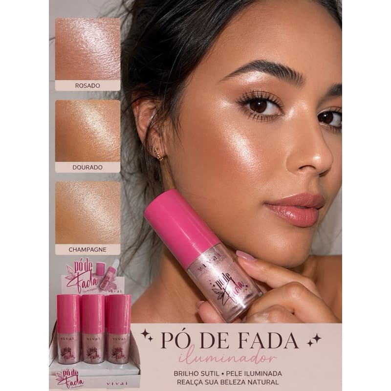 Iluminador  Pó de Fada Vivai Glow Brilho Intenso Facial Corporal Alta Fixação