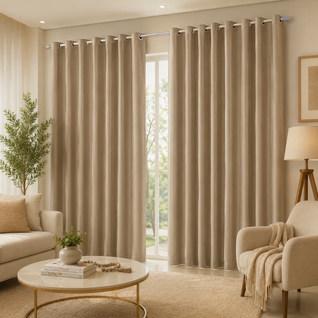 Cortina Para Quarto/Sala Em Tecido Blackout 4,00 x 2,50 Ideal Para Varão De Até 3 Metros