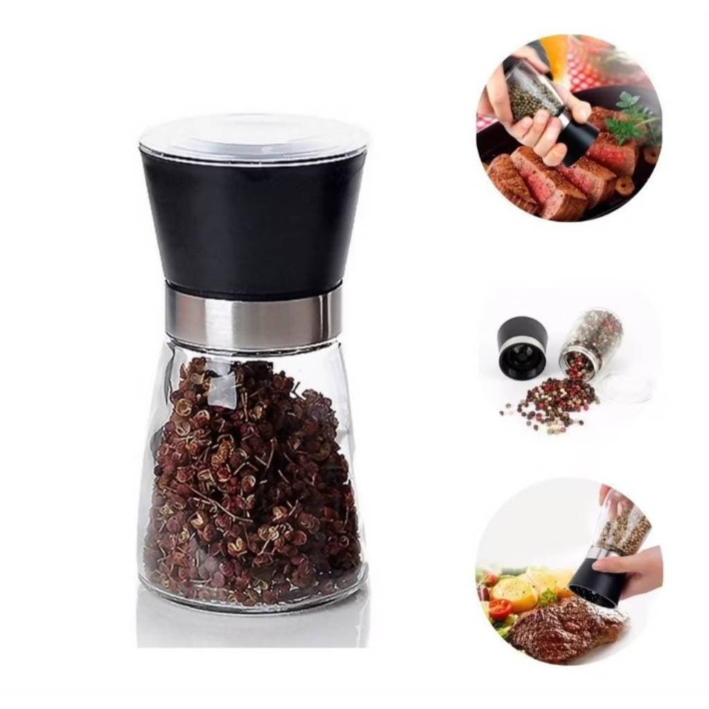 Kit De Moedor De Sal Pimenta Especiarias De Vidro Premium e Inox Barato Cozinha Tempero Útil