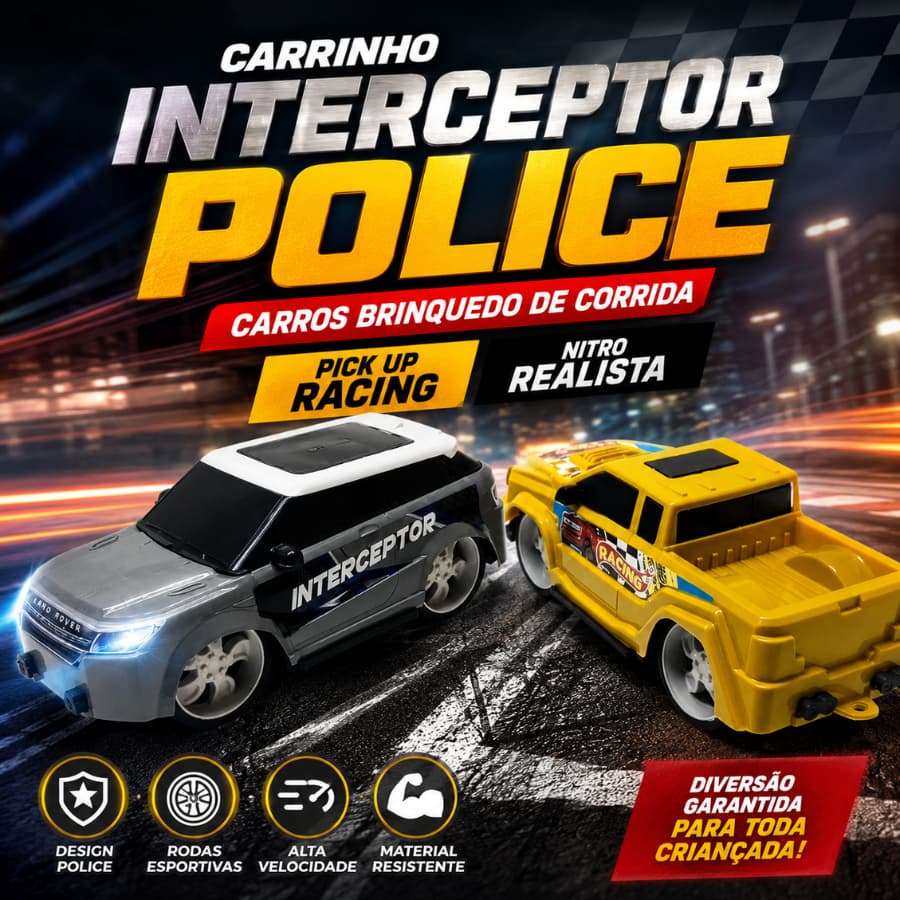 Carrinho Interceptor Police Carros Brinquedo De Corrida Pick up Racing Nitro Realista