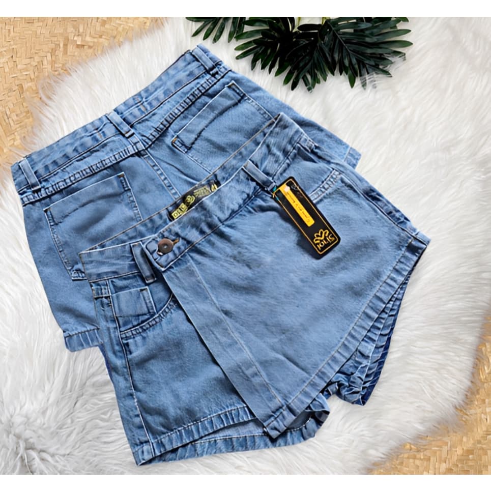SHORT SAIA AZUL CLARO CINTURA ALTA FEMININO