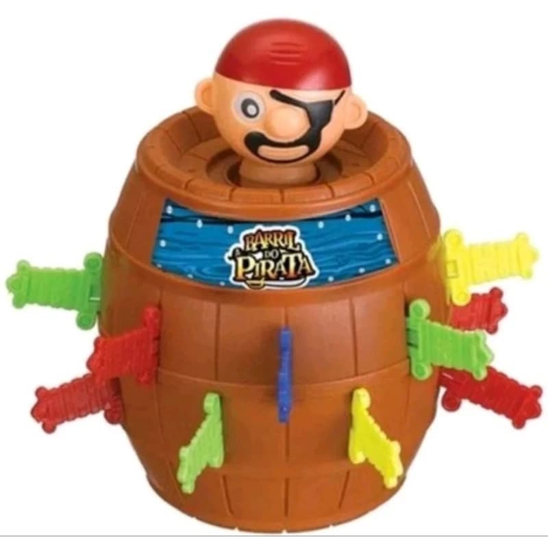 Jogo Barril Pirata Pula Pula 16 adagas Tamanho Médio 16x10cm Brinquedo Infantil
