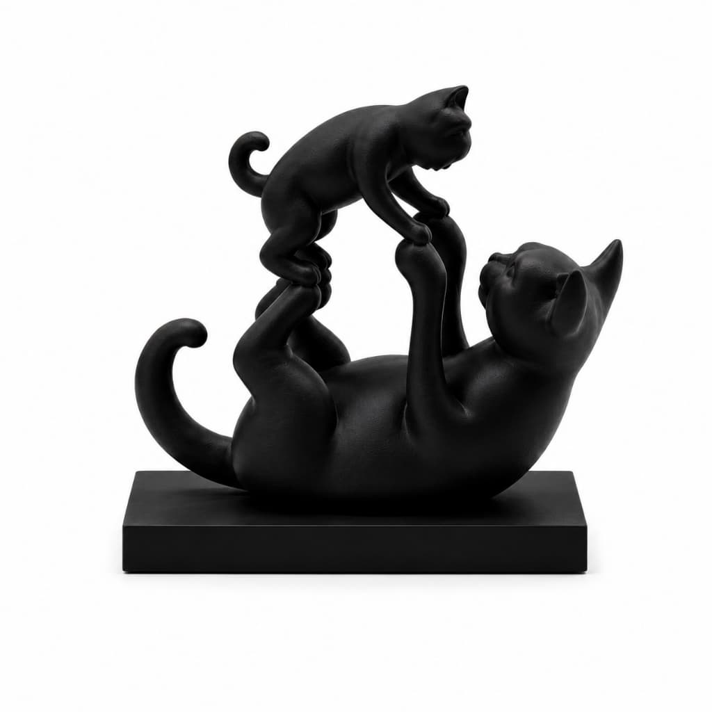 Enfeite Decorativo Gatos Casal Impressão 3D | Escultura Moderna para Sala e Quarto