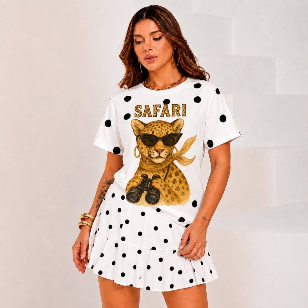 Camiseta Feminina Estampada Poa Bolinhas Perfeita para o Dia a Dia