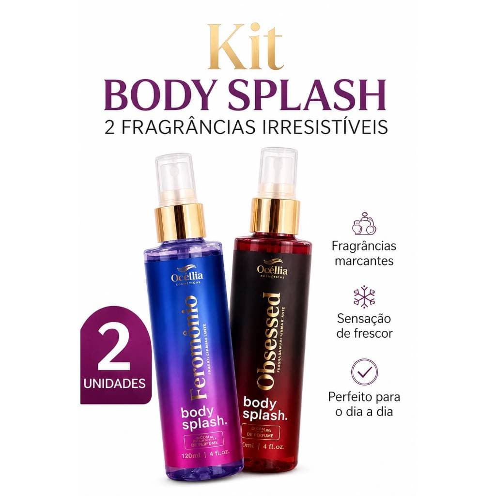 Kit Body Splash Odália Feromônio + Obsessad 150ml Cada | Fragrância Feminina Marcante e Duradoura | Perfume Corporal