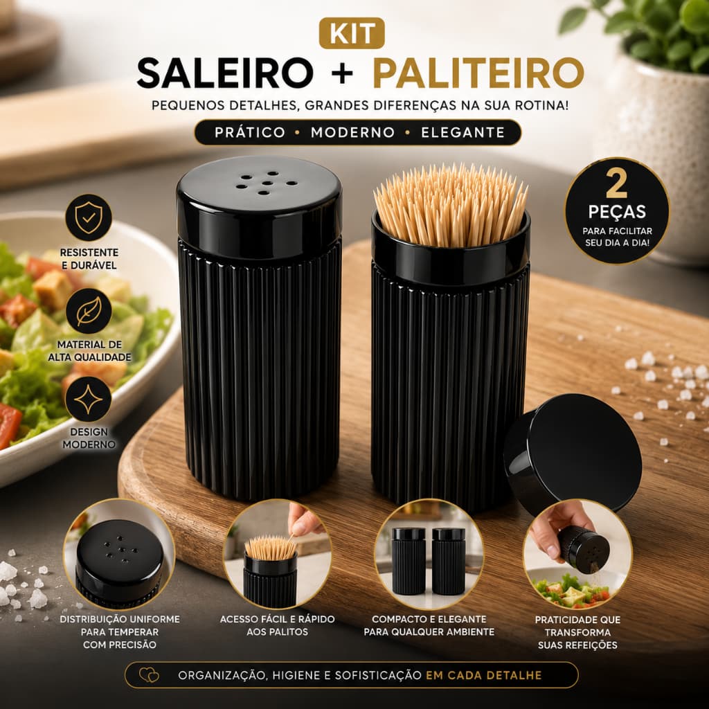 Kit Saleiro e Paliteiro – Conjunto Prático e Moderno para Mesa e Cozinha