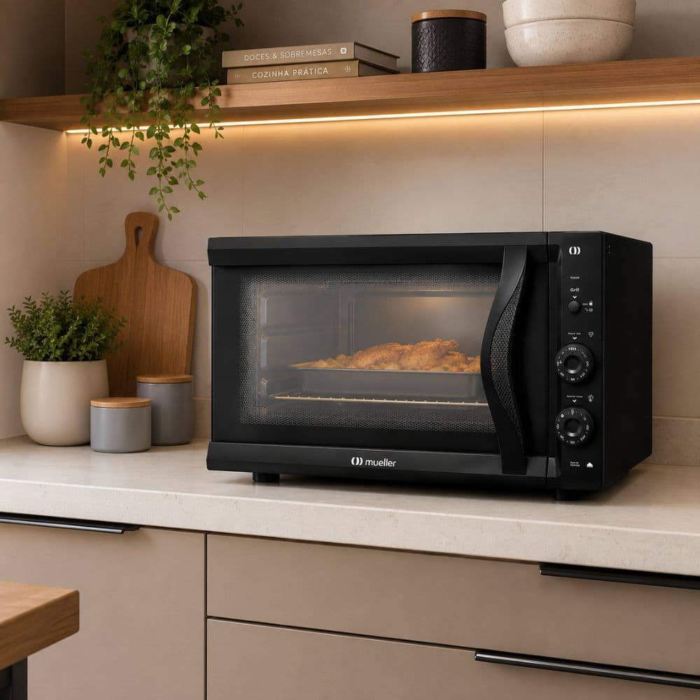 Forno Eletrico Mueller 50 Litros Grill Dourador Preto Fosco 127V