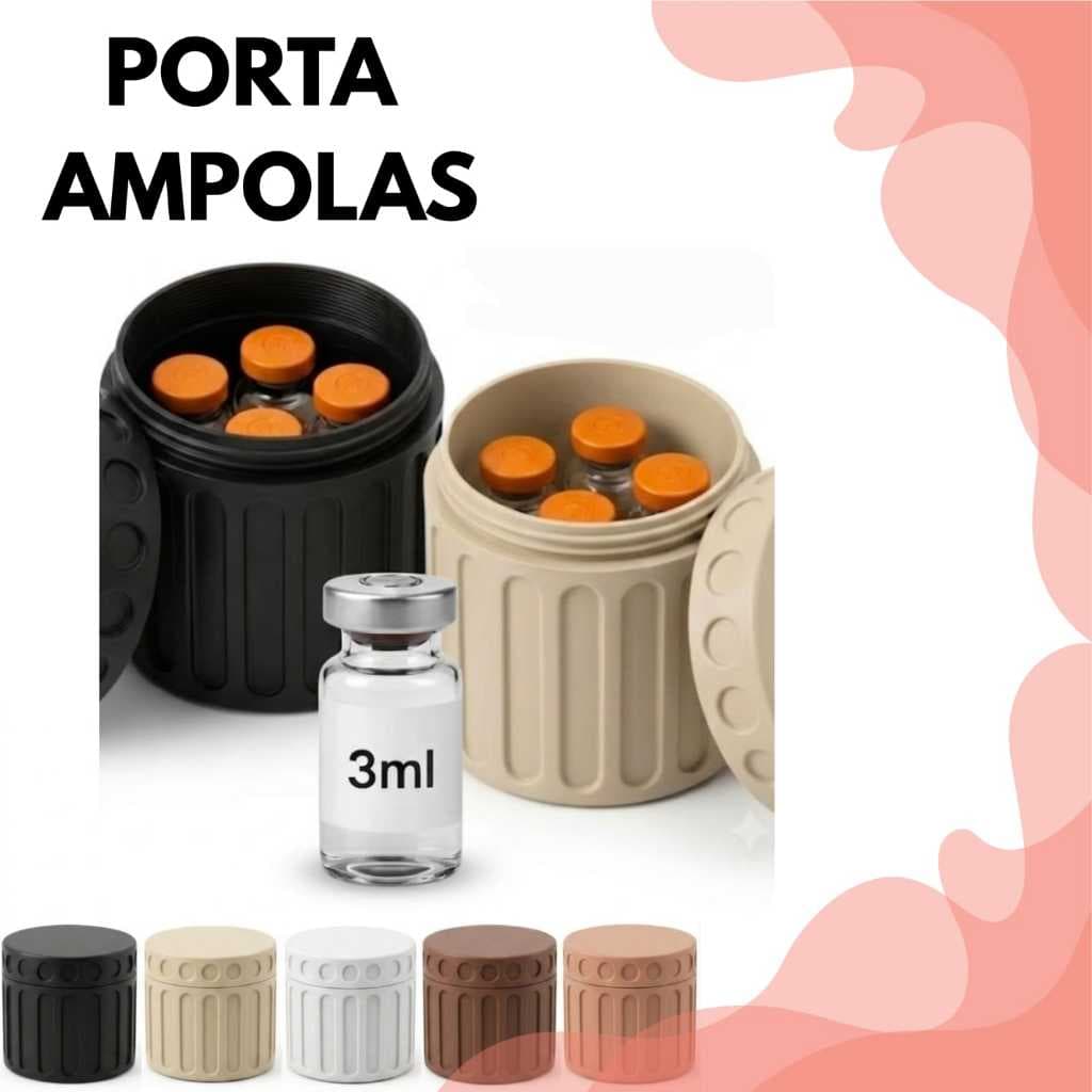 Porta Ampola 3ml Estojo Organizador Para 4 Frascos Tampa Rosca Transporte Seguro Peptídeos