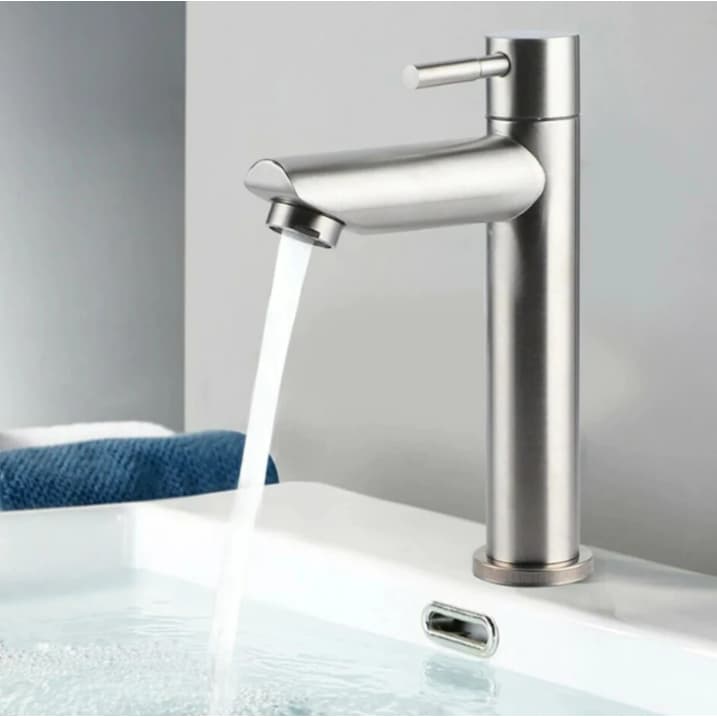 Torneira Banheiro Inox Premium Bancada Moderna preta e prata