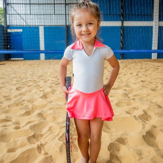 Vestido Fitness Feminino Infantil Juvenil Com Shorts e Proteção Uv+ Tênnis, Beach Tenis, Paddle.