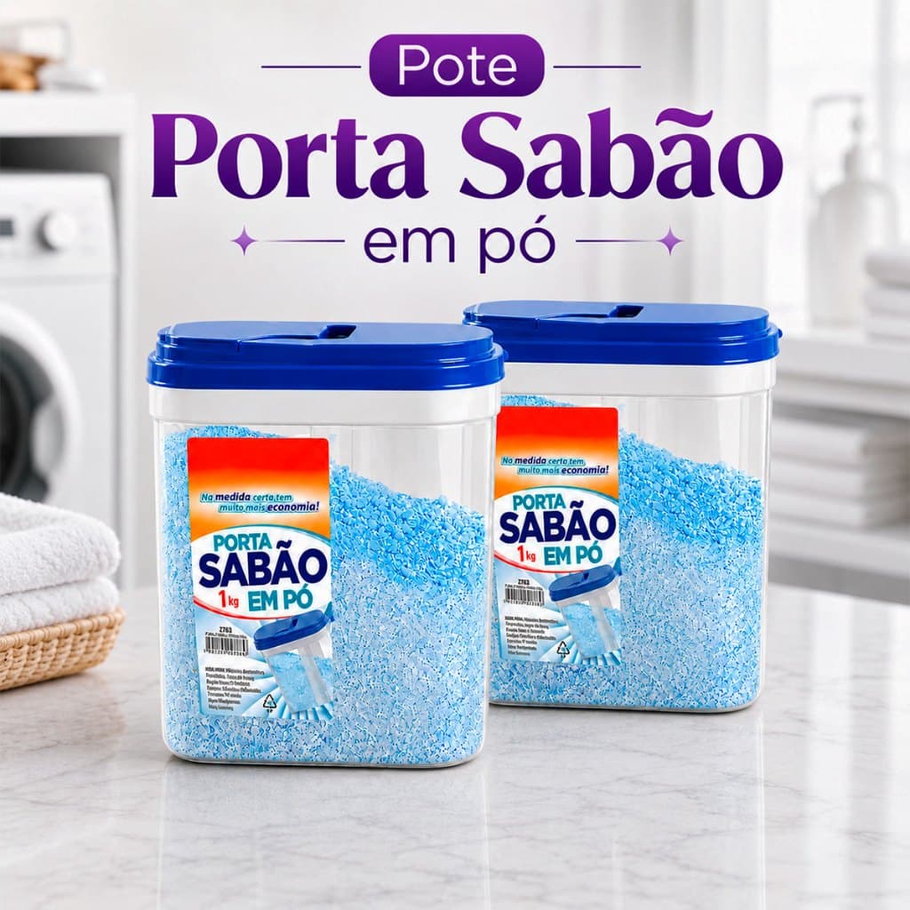 Pote Porta Sabão Vedação 1kg Tampa Dosadora Organizador Lavanderia Dispenser