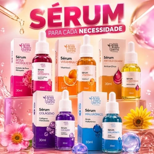 Sérum Fácial Vitamina C/Ácido Hialurônico/ Colágeno/ Rosa Mosqueta/ Antioleosidade Escolha o Seu