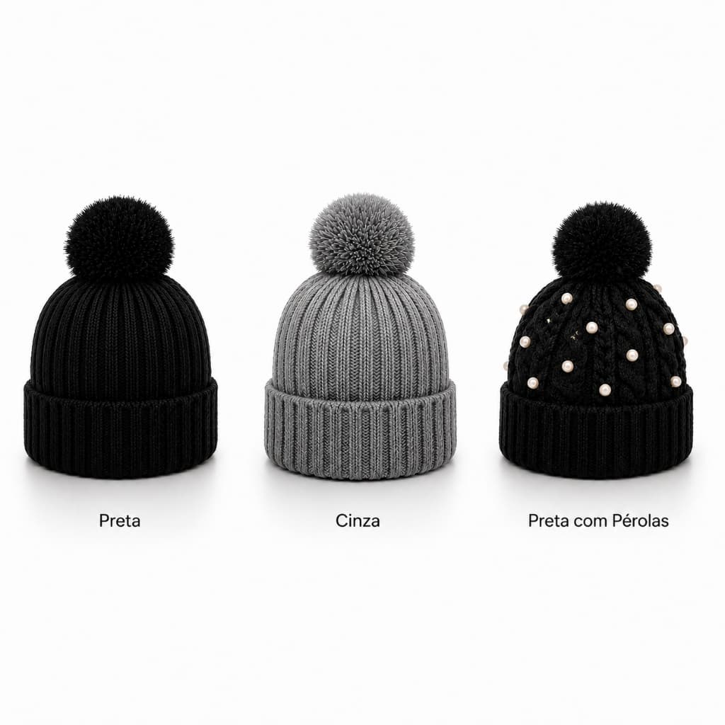❄️ Touca Térmica Forrada Fleece Gorro Unissex Pompom Inverno Quente