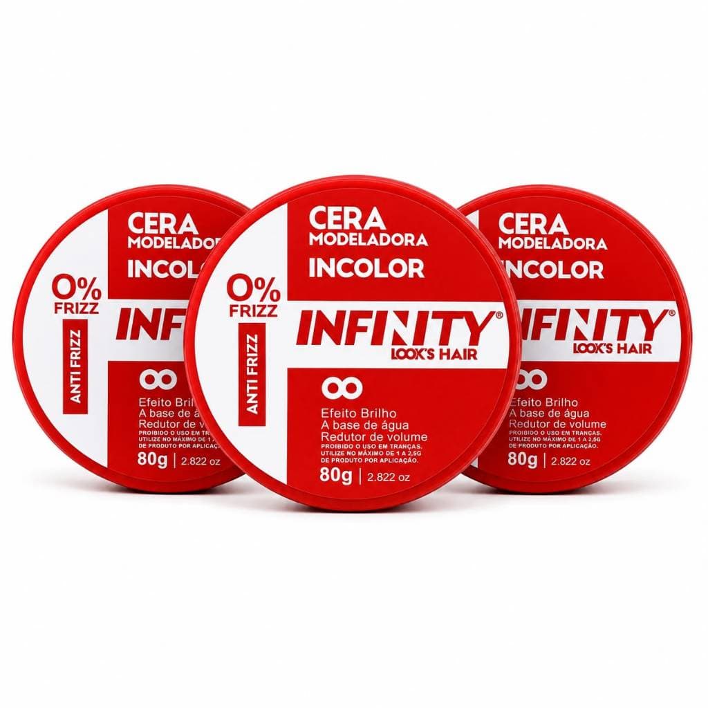 Pomada Modeladora Cera Infinity 80g Incolor Anti Frizz Fixação Forte Brilho Natural