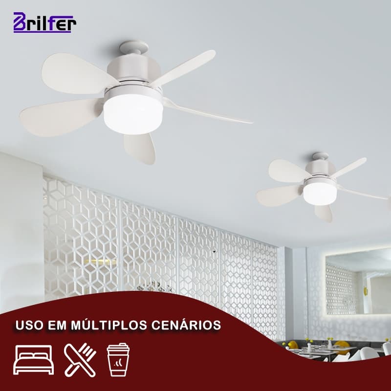 Kit 2 Ventilador Teto LED Econômico 40W 3 Cores Luz Controle Remoto Bivolt
