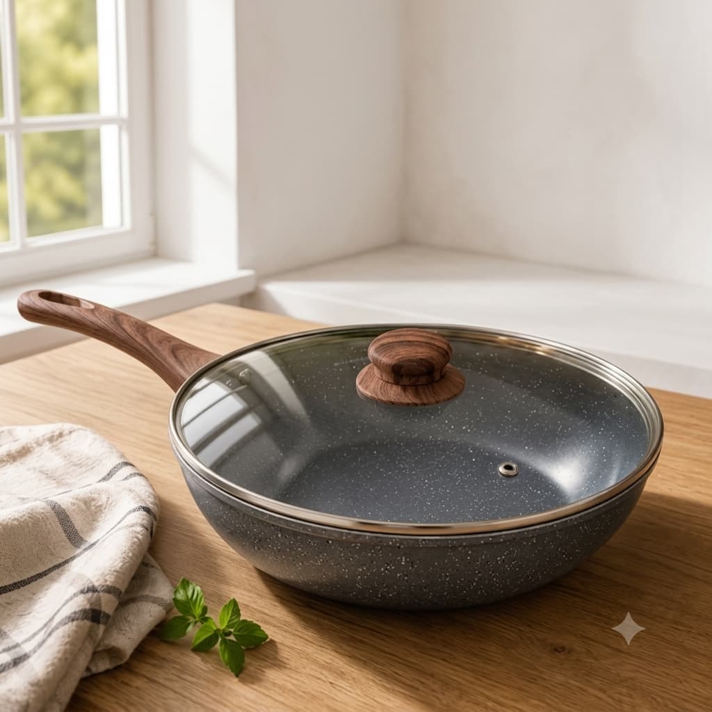 Frigideira Nanoceramica 28cm Tampa Resistente Antiaderente Facil Limpeza Cozinha