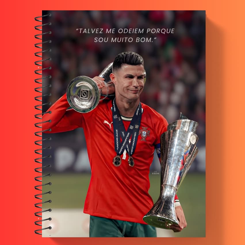 Caderno Universitario CR7 1,10,20 Matérias Capa Dura