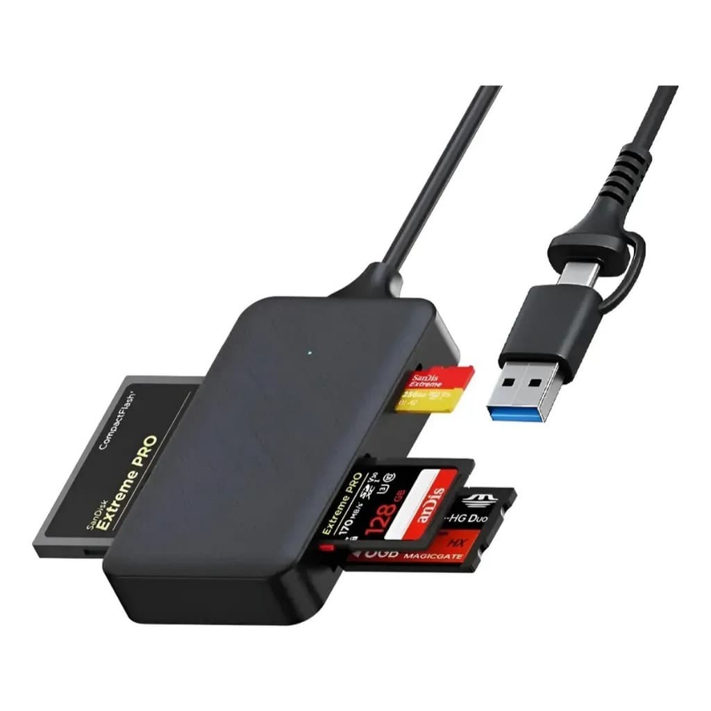 Leitor de Cartão 4 em 1 USB 3.0 e USB Tipo C SD Micro SD TF MS CF Adaptador OTG Alta Velocidade