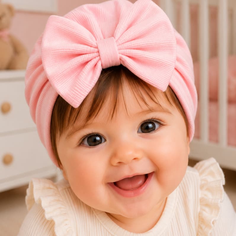 Touca Turbante para Bebê Menina em Algodão Confortável e Respirável
