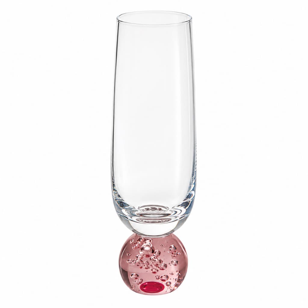 Taça Bubble Rosa para Champanhe 20cm Taça de Vidro com Esfera Decorativa Elegante