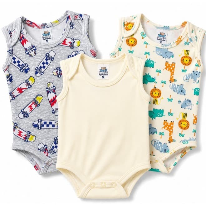 Kit 3 Bodies Bebê Regata Algodão Menino E Menina