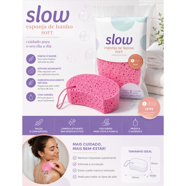 Esponja de Banho Soft Macia Com Cordão Espuma Suave Para Corpo Limpeza Delicada Uso Diário