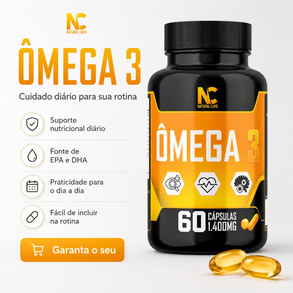 Ômega 3 60 Cápsulas 1400mg Óleo de Peixe Coração, Memória, Colesterol, Saúde Cerebral