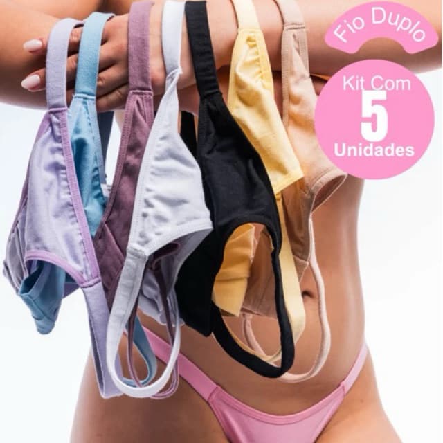 Kit 5 Calcinhas Poliamida Fio Feminino Biquíni P ao GG