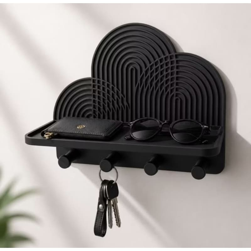 Porta Chaves De Parede Com Prateleira Organizador Multiuso Decorativo Fita 3M Ou Parafuso